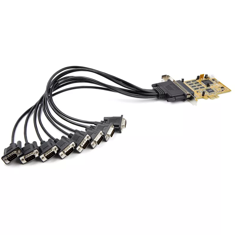 StarTech.com tarjeta adaptadora serie RS232 PCI Express de 8 puertos, tarjeta serie RS232 PCIe, UART 16C1050, controladora/tarjeta de expansión serie multipuerto DB9, protección ESD 15kV, solo Windows - TAA