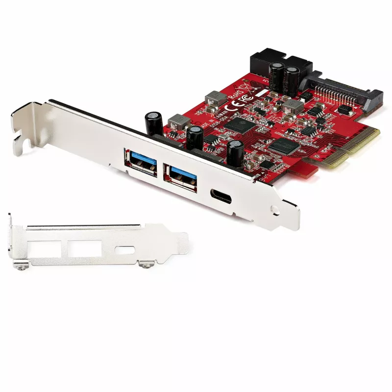 StarTech.com tarjeta PCIe USB de 5 puertos - tarjeta PCIe USB 3.1 Gen 2 de 10Gbps con 1x USB-C y 2x USB-A - 1x IDC de 2 puertos (expansión interna de cabecera USB 5Gbps) - tarjeta controladora USB C PCI Express