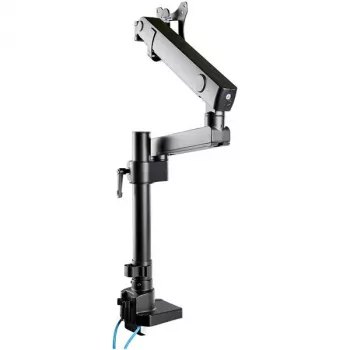 StarTech.com soporte de escritorio brazo de monitor con 2x conexiones USB 3.0, soporte de monitor individual totalmente articulado, hasta 34 pulgadas (17,6 lb/8 kg) pantalla VESA, montaje con abrazadera/ojal, resorte mecánico