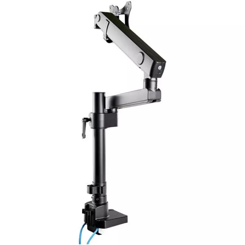 StarTech.com soporte de escritorio brazo de monitor con 2x conexiones USB 3.0, soporte de monitor individual totalmente articulado, hasta 34 pulgadas (17,6 lb/8 kg) pantalla VESA, montaje con abrazadera/ojal, resorte mecánico
