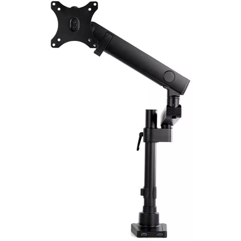 StarTech.com soporte de escritorio brazo de monitor con 2x conexiones USB 3.0, soporte de monitor individual totalmente articulado, hasta 34 pulgadas (17,6 lb/8 kg) pantalla VESA, montaje con abrazadera/ojal, resorte mecánico