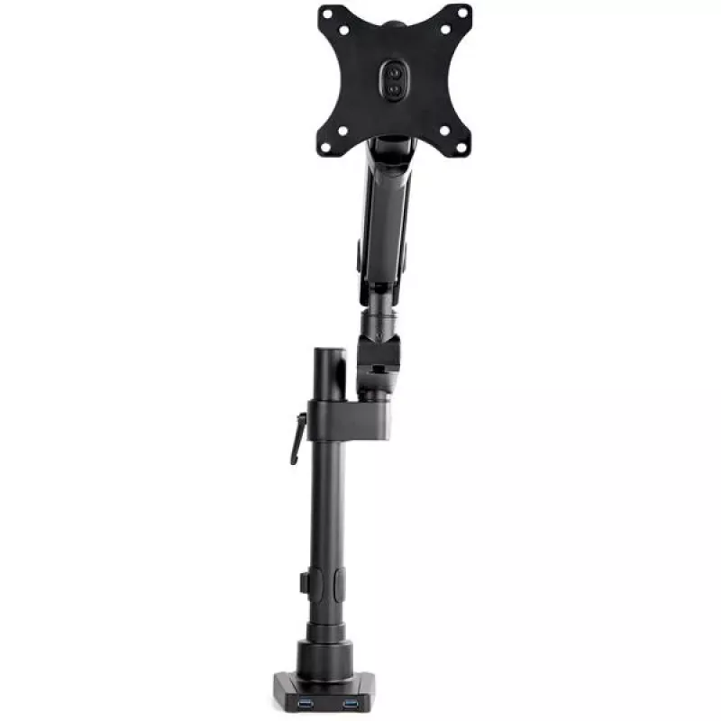 StarTech.com soporte de escritorio brazo de monitor con 2x conexiones USB 3.0, soporte de monitor individual totalmente articulado, hasta 34 pulgadas (17,6 lb/8 kg) pantalla VESA, montaje con abrazadera/ojal, resorte mecánico