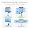 StarTech.com soporte de escritorio brazo de monitor con 2x conexiones USB 3.0, soporte de monitor individual totalmente articulado, hasta 34 pulgadas (17,6 lb/8 kg) pantalla VESA, montaje con abrazadera/ojal, resorte mecánico