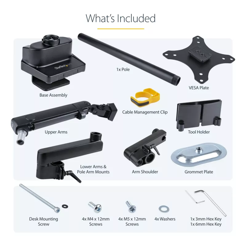 StarTech.com soporte de escritorio brazo de monitor con 2x conexiones USB 3.0, soporte de monitor individual totalmente articulado, hasta 34 pulgadas (17,6 lb/8 kg) pantalla VESA, montaje con abrazadera/ojal, resorte mecánico