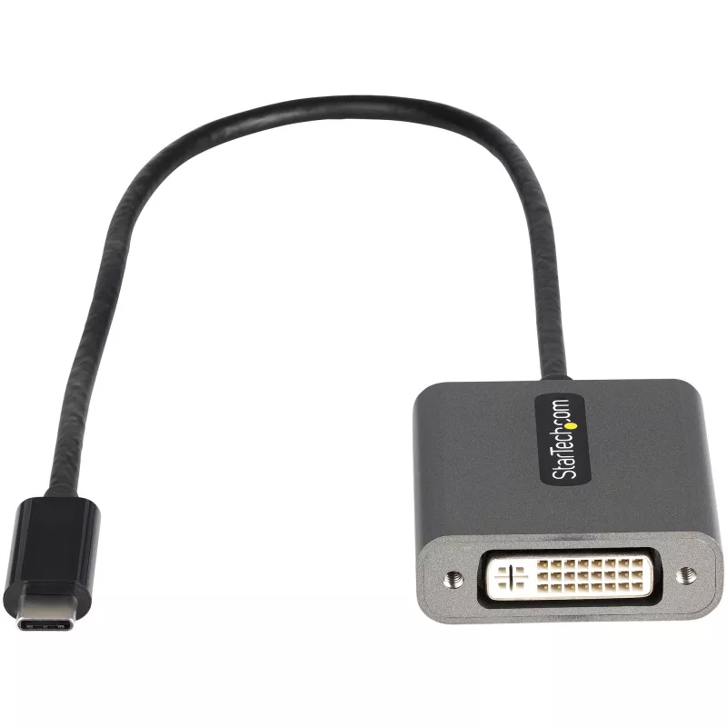 StarTech.com adaptador USB-C a DVI - adaptador dongle USB-C a DVI-D 1920x1200p - USB Type-C a pantalla/monitor DVI - convertidor de vídeo - compatible con Thunderbolt 3 - cable fijo de 12 pulgadas de largo - versión actualizada de CDP2DVI