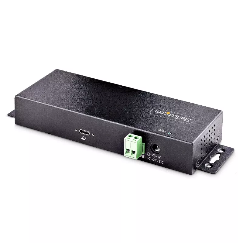 StarTech.com hub USB industrial de 7 puertos 10Gbps con fuente de alimentación, metal, montable, 5x puertos USB-A y 2x USB-C downstream, protección ESD, hub USB alimentado, TAA