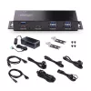 StarTech.com hub USB industrial de 7 puertos 10Gbps con fuente de alimentación, metal, montable, 5x puertos USB-A y 2x USB-C downstream, protección ESD, hub USB alimentado, TAA