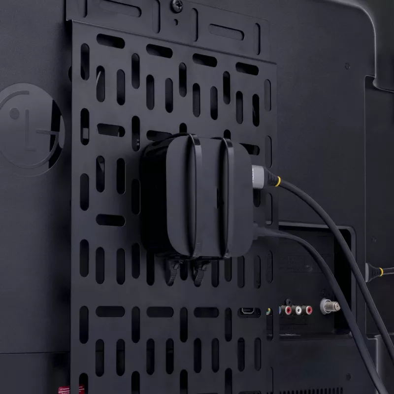 StarTech.com soporte universal para accesorios de TV - soporte de TV y pared ajustable - reproductores multimedia/router/módem/conmutadores AV y extensores/Apple TV - soporte oculto para caja de cables detrás del TV - 5 kg
