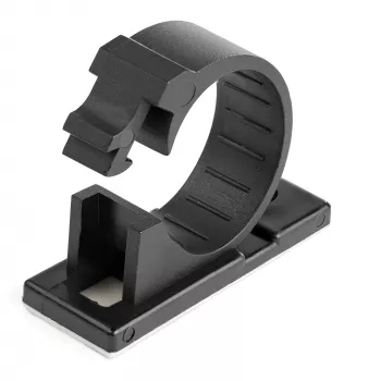 StarTech.com 100 clips de gestión de cables autoadhesivos negros - organizador de cables de red/Ethernet/escritorio de oficina/ordenador - soportes de cables/conductos adhesivos - clip autoadhesivo de nailon UL/94V-2 resistente al fuego