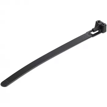 StarTech.com bridas reutilizables de 12cm - 7mm de ancho, 30mm de diámetro de haz, 22kg de resistencia a la tracción, bridas de nailon liberables, interior/exterior, 94V-2/UL listado, pack de 100 - negro