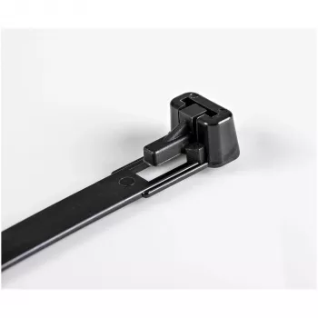 StarTech.com bridas reutilizables de 12cm - 7mm de ancho, 30mm de diámetro de haz, 22kg de resistencia a la tracción, bridas de nailon liberables, interior/exterior, 94V-2/UL listado, pack de 100 - negro