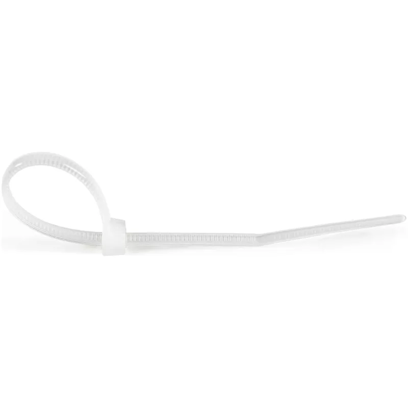 StarTech.com bridas de 4 pulgadas (10 cm) - 1,6 mm de ancho, 22 mm de diámetro de haz, 8 kg de resistencia a la tracción, bridas de nailon autoblocantes con punta curvada - 94V-2/UL listado, pack de 1000 - blanco