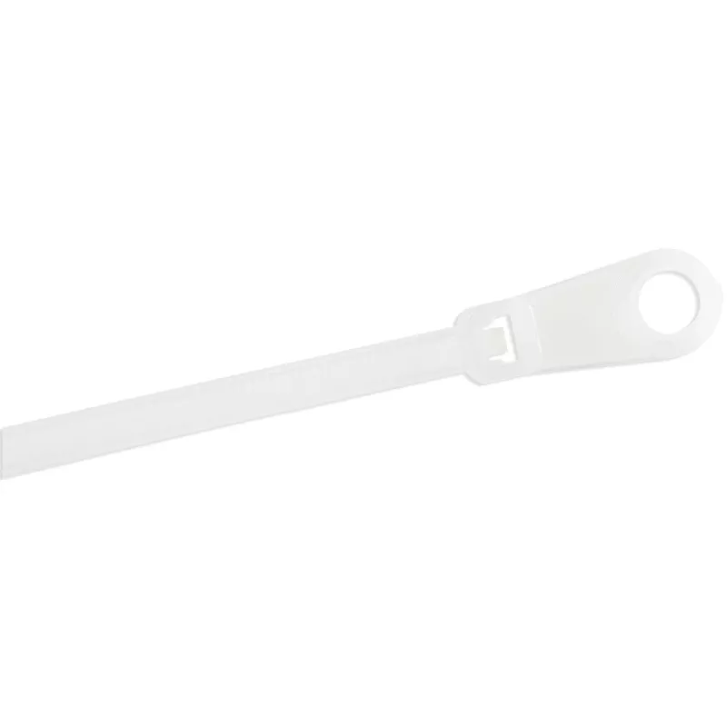 StarTech.com bridas de 8 pulgadas (20 cm) con orificio de montaje - 1/8 pulgadas (4 mm) de ancho, 2 pulgadas (52 mm) de diámetro de haz, 50 lb (22 kg) de resistencia a la tracción, bridas de nailon 66 autoblocantes con orificio para tornillo, listado UL, pack de 100