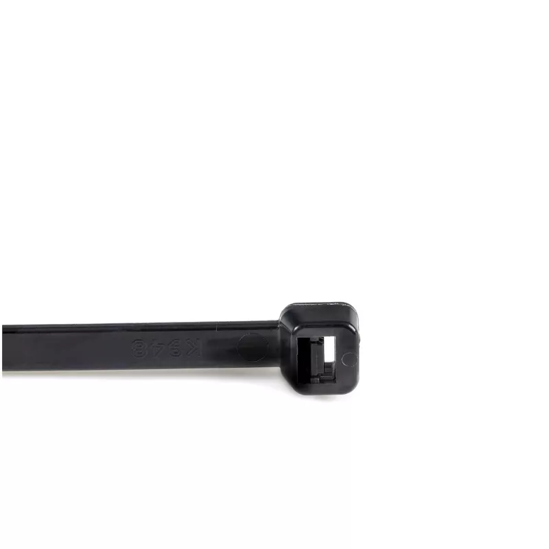 StarTech.com bridas de 20cm - 4mm de ancho, 55mm de diámetro de haz, 22kg de resistencia a la tracción, bridas de nailon autoblocantes con punta curvada - 94V-2/UL listado, pack de 100 - negro