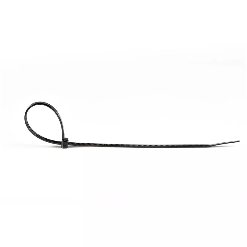 StarTech.com bridas de 25 cm - 4 mm de ancho, 68 mm de diámetro de haz, 22 kg de resistencia a la tracción, bridas de nailon autoblocantes con punta curvada - 94V-2/UL listado, pack de 100 - negro