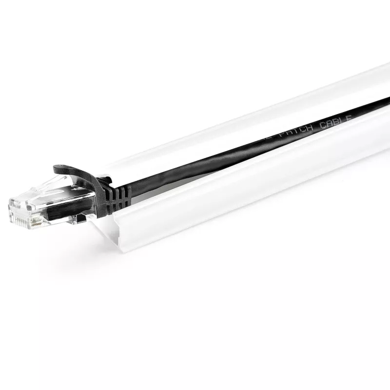 StarTech.com canaleta de cables sólida con cinta adhesiva y tapa, 3/4 pulgadas (19 mm) de ancho x 1/2 pulgadas (13 mm) de alto - 1,8 m de longitud, kit de ocultación de cables de red/alimentación de PVC - sistema de canaleta de pared, listado UL