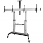 StarTech.com Carro de TV doble para televisores VESA de 37-60 pulgadas hasta 110lb/50kg cada uno - Soporte de TV ajustable en altura, carro móvil para pantallas con bandejas para equipos - Carro de TV con ruedas - Soporte de TV con ruedas