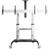 StarTech.com Carro de TV doble para televisores VESA de 37-60 pulgadas hasta 110lb/50kg cada uno - Soporte de TV ajustable en altura, carro móvil para pantallas con bandejas para equipos - Carro de TV con ruedas - Soporte de TV con ruedas