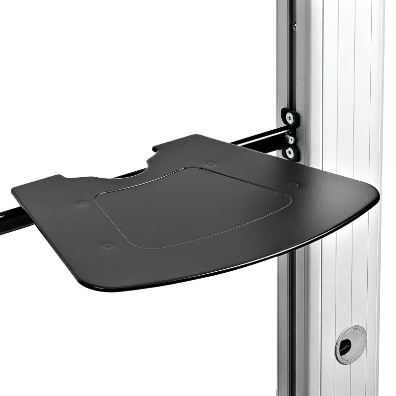 StarTech.com Carro de TV doble para televisores VESA de 37-60 pulgadas hasta 110lb/50kg cada uno - Soporte de TV ajustable en altura, carro móvil para pantallas con bandejas para equipos - Carro de TV con ruedas - Soporte de TV con ruedas