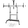 StarTech.com Carro de TV doble para televisores VESA de 37-60 pulgadas hasta 110lb/50kg cada uno - Soporte de TV ajustable en altura, carro móvil para pantallas con bandejas para equipos - Carro de TV con ruedas - Soporte de TV con ruedas