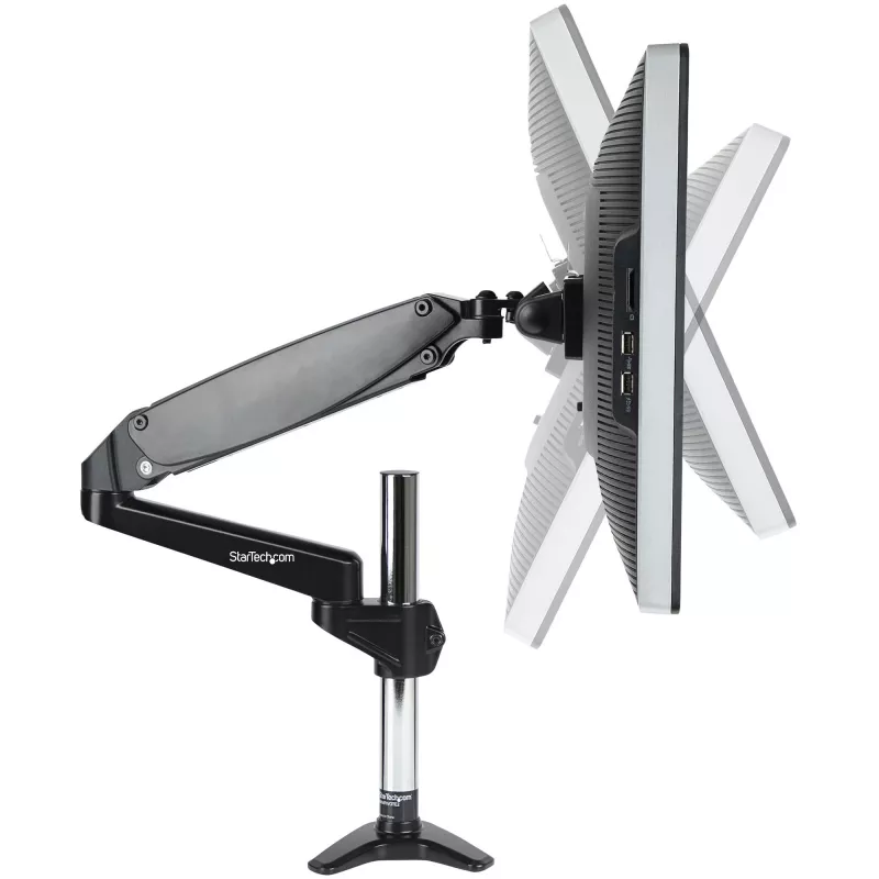 StarTech.com Soporte de monitor de escritorio para pantalla VESA única de hasta 32 pulgadas o 49 pulgadas ultrawide 8kg – articulado y ajustable en altura – pinza en C, paso por mesa – brazo para monitor único
