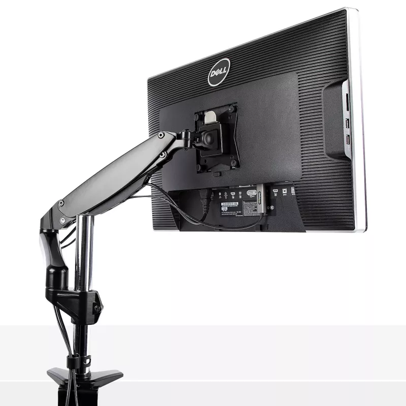 StarTech.com Soporte de monitor de escritorio para pantalla VESA única de hasta 32 pulgadas o 49 pulgadas ultrawide 8kg – articulado y ajustable en altura – pinza en C, paso por mesa – brazo para monitor único