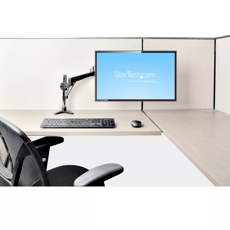 StarTech.com Soporte de monitor de escritorio para pantalla VESA única de hasta 32 pulgadas o 49 pulgadas ultrawide 8kg – articulado y ajustable en altura – pinza en C, paso por mesa – brazo para monitor único