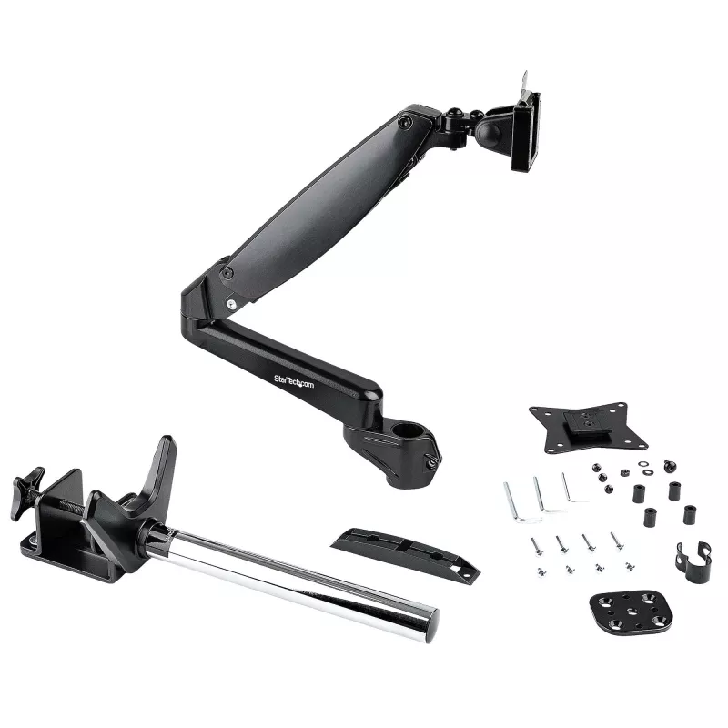 StarTech.com Soporte de monitor de escritorio para pantalla VESA única de hasta 32 pulgadas o 49 pulgadas ultrawide 8kg – articulado y ajustable en altura – pinza en C, paso por mesa – brazo para monitor único