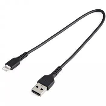 StarTech.com Cable USB-A a Lightning negro resistente de 30cm – Cable de carga/sincronización USB Type-A a Lightning de fibra de aramida heavy-duty – Certificado Apple MFi iPad/iPhone 12