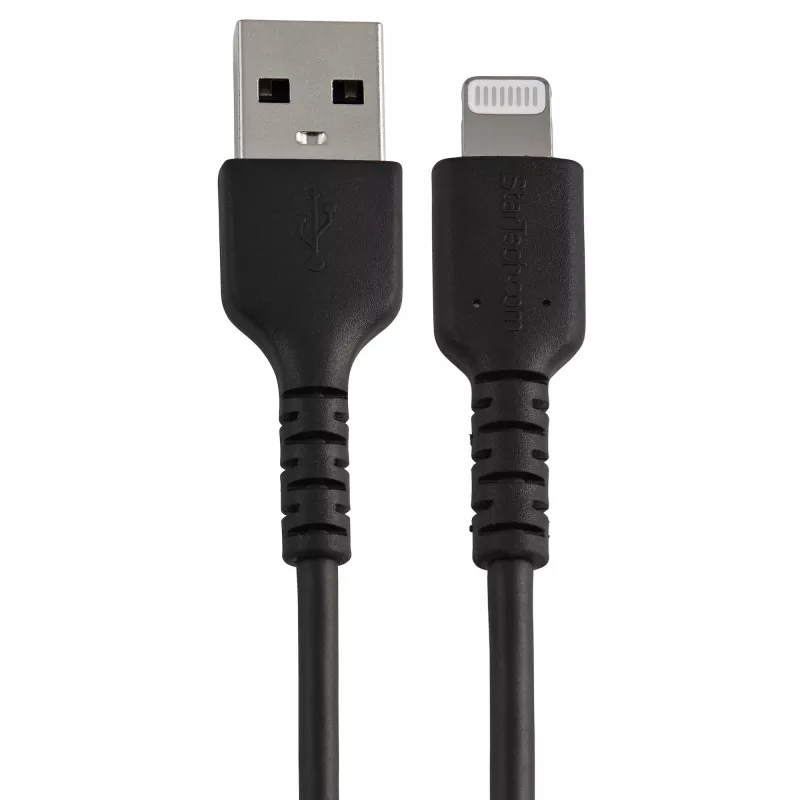 StarTech.com Cable USB-A a Lightning negro resistente de 30cm – Cable de carga/sincronización USB Type-A a Lightning de fibra de aramida heavy-duty – Certificado Apple MFi iPad/iPhone 12