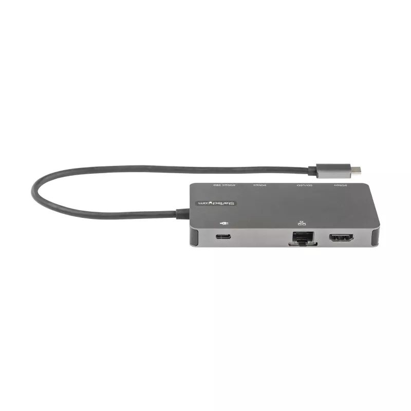 StarTech.com Adaptador multipuerto USB-C – Dock de viaje HDMI 4K 30Hz o VGA – Hub USB 3.0 5Gbps (conectores USB-A/USB-C) – 100W Power Delivery – SD/Micro SD – GbE – Cable de 30cm – Mini dock USB-C