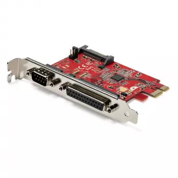 StarTech.com Tarjeta PCIe con puerto serie y paralelo – Tarjeta adaptadora combo PCI-Express con 1 puerto paralelo DB25 y 1 puerto serie RS232 – Tarjeta de expansión/controladora – Tarjeta PCIe para impresora