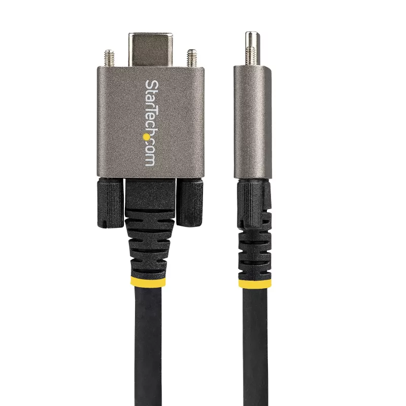 StarTech.com Cable USB-C con bloqueo por tornillo lateral de 50cm (20″) 10Gbps – Cable USB 3.1/3.2 Gen 2 Type-C – Carga Power Delivery 100W (5A), DP Alt Mode – Doble bloqueo por tornillo – Cable USB-C carga/sincronización