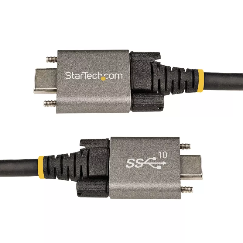 StarTech.com Cable USB-C con bloqueo por tornillo lateral de 50cm (20″) 10Gbps – Cable USB 3.1/3.2 Gen 2 Type-C – Carga Power Delivery 100W (5A), DP Alt Mode – Doble bloqueo por tornillo – Cable USB-C carga/sincronización
