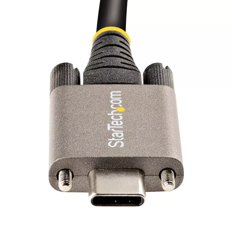 StarTech.com Cable USB-C con bloqueo por tornillo lateral de 50cm (20″) 10Gbps – Cable USB 3.1/3.2 Gen 2 Type-C – Carga Power Delivery 100W (5A), DP Alt Mode – Doble bloqueo por tornillo – Cable USB-C carga/sincronización