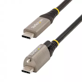 StarTech.com Cable USB-C con bloqueo por tornillo superior de 50 cm 10 Gbit/s – Cable USB 3.1/3.2 Gen 2 Type-C – Carga Power Delivery 100 W (5 A), DP Alt Mode – Bloqueo por tornillo simple, cable USB-C carga/sincronización