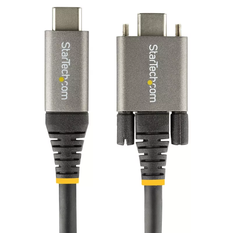 StarTech.com Cable USB-C con bloqueo por tornillo lateral de 0,91 m 10 Gbit/s – Cable USB-C certificado USB-IF – Cable USB 3.1/3.2 Gen 2 Type-C – Carga Power Delivery 100 W (5 A), DP Alt Mode – doble bloqueo por tornillo – Cable USB-C carga/sincronización