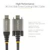 StarTech.com Cable USB-C con bloqueo por tornillo lateral de 0,91 m 10 Gbit/s – Cable USB-C certificado USB-IF – Cable USB 3.1/3.2 Gen 2 Type-C – Carga Power Delivery 100 W (5 A), DP Alt Mode – doble bloqueo por tornillo – Cable USB-C carga/sincronización