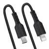 StarTech.com Cable USB-C a Lightning de 1m (3ft), certificado MFi, cable de carga iPhone en espiral, negro, funda TPE resistente de fibra de aramida, cable Lightning en espiral duradero