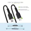 StarTech.com Cable USB-C a Lightning de 1m (3ft), certificado MFi, cable de carga iPhone en espiral, negro, funda TPE resistente de fibra de aramida, cable Lightning en espiral duradero