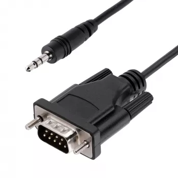 StarTech.com Cable serie DB9 a 3,5 mm de 1 m para configurar dispositivos serie, cable RS232 DB9 macho a 3,5 mm, utilizado para calibrar proyectores, digital signage y televisores a través del conector de audio