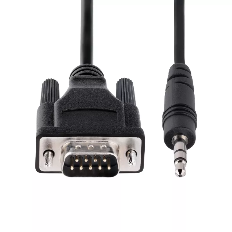 StarTech.com Cable serie DB9 a 3,5 mm de 1 m para configurar dispositivos serie, cable RS232 DB9 macho a 3,5 mm, utilizado para calibrar proyectores, digital signage y televisores a través del conector de audio