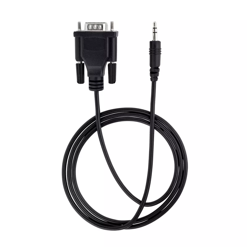 StarTech.com Cable serie DB9 a 3,5 mm de 1 m para configurar dispositivos serie, cable RS232 DB9 macho a 3,5 mm, utilizado para calibrar proyectores, digital signage y televisores a través del conector de audio