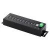 StarTech.com Hub USB 2.0 industrial de 10 puertos, hub USB robusto con protección ESD nivel 4, montaje en carril DIN/pared/mesa hub USB-A, expansión de puertos USB con conectores bloqueables, hub USB multipuerto