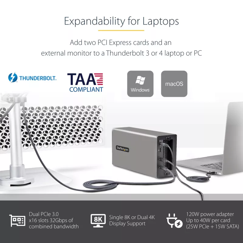 StarTech.com Caja de expansión PCIe Thunderbolt 3 de doble ranura