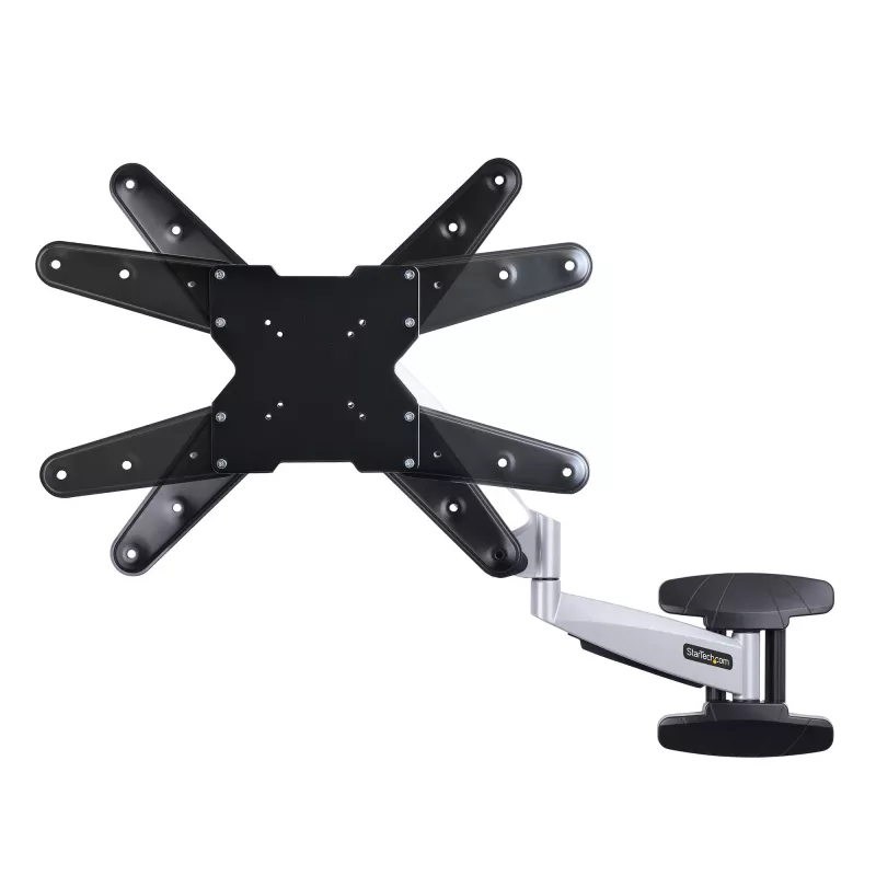 StarTech.com Soporte de pared para TV VESA, soporte de pared para TV full-motion ajustable para pantallas de 23 a 55 pulgadas, soporte de TV plano compatible con 30 kg, soporte de pared para TV extensible/inclinable/giratorio