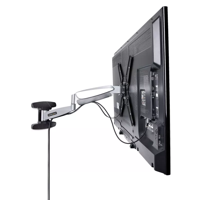 StarTech.com Soporte de pared para TV VESA, soporte de pared para TV full-motion ajustable para pantallas de 23 a 55 pulgadas, soporte de TV plano compatible con 30 kg, soporte de pared para TV extensible/inclinable/giratorio