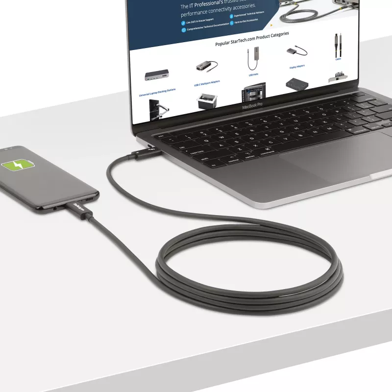 StarTech.com Cable Thunderbolt 4 activo de 2m, 40 Gbit/s, 100W Power Delivery, vídeo 4K/8K, cable Thunderbolt certificado por Intel – Compatible con USB4/Thunderbolt 4/USB 3.2/USB Type-C/DisplayPort/Thunderbolt 3