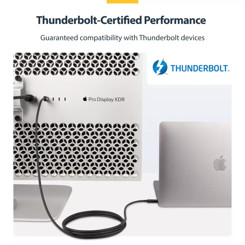 StarTech.com Cable Thunderbolt 4 activo de 2m, 40 Gbit/s, 100W Power Delivery, vídeo 4K/8K, cable Thunderbolt certificado por Intel – Compatible con USB4/Thunderbolt 4/USB 3.2/USB Type-C/DisplayPort/Thunderbolt 3