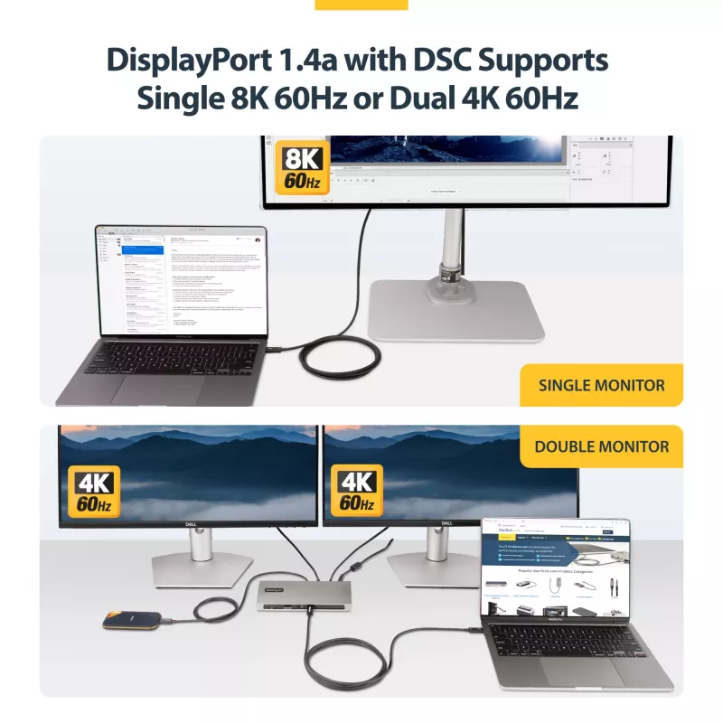 StarTech.com Cable Thunderbolt 4 activo de 2m, 40 Gbit/s, 100W Power Delivery, vídeo 4K/8K, cable Thunderbolt certificado por Intel – Compatible con USB4/Thunderbolt 4/USB 3.2/USB Type-C/DisplayPort/Thunderbolt 3